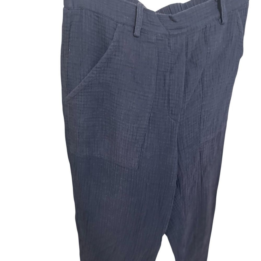 Saks Fifth Avenue Cotton Gauze Capri Medium Navy Blue Pants Vintage 90s women - Picture 7 of 12